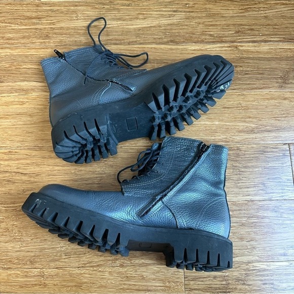BRUNO BORDESE Grunge Blue Leather Chunky Lace Up Zip Combat Boots Men\'s EU 41.5 main image 5